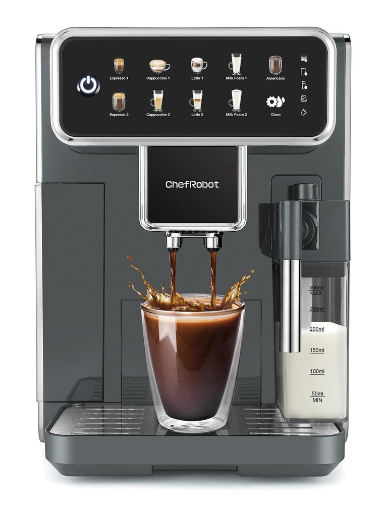 Chef Robot Automatic Espresso Machine Coffee 12 Cup  for Home/Office (Gray)