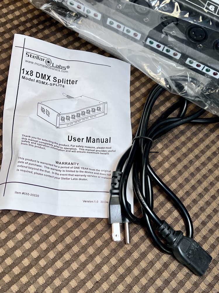 NEW! Stellar Labs 555-20220 DMX-SPLIT8 1x8 Isolated Distribution Amplifier