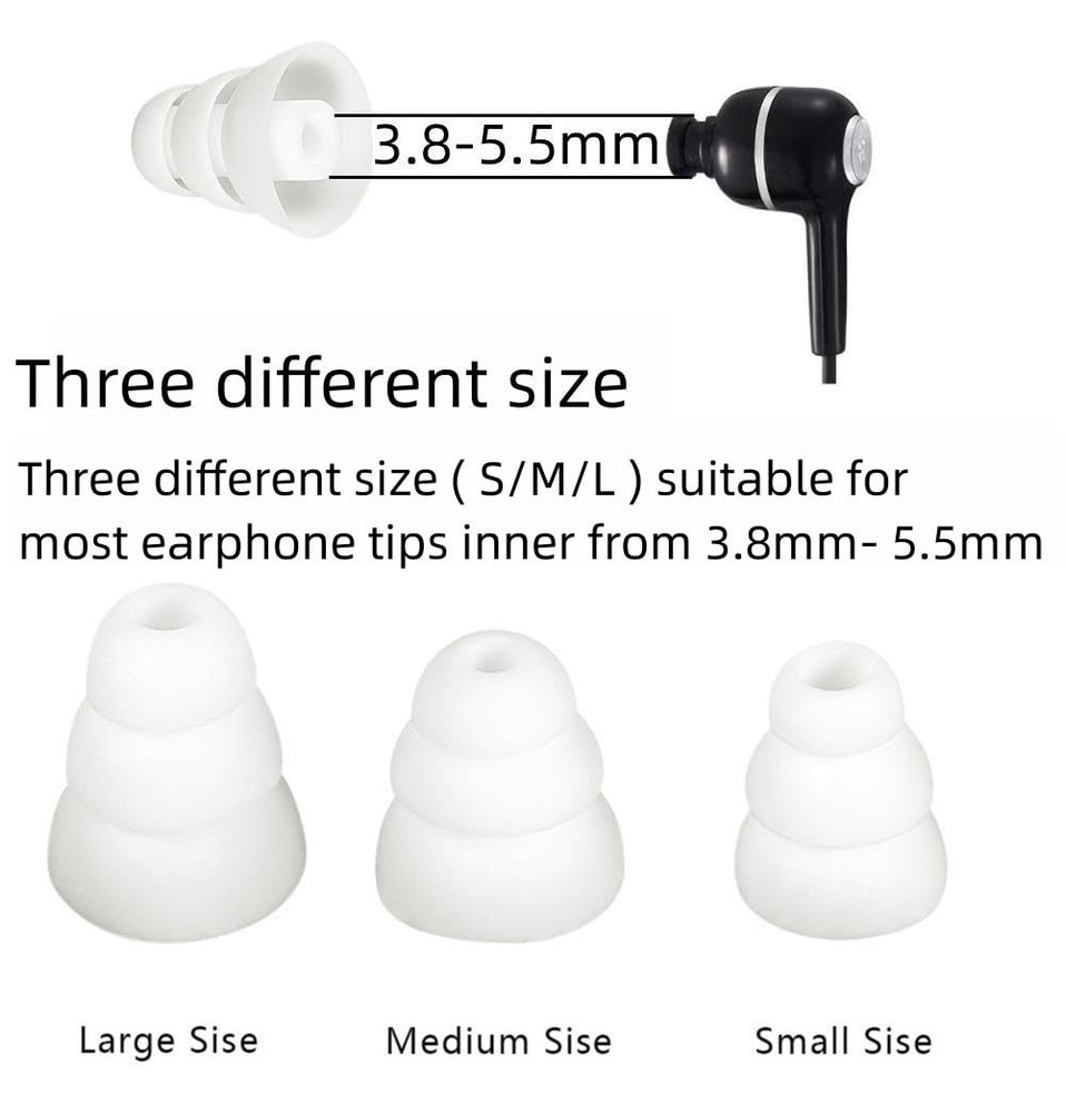 SNHTLS Earbud Tips Triple Flange Replacement large, White
