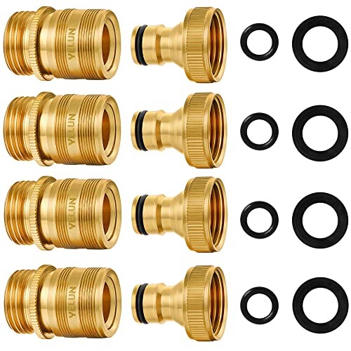 Garden Hose Quick Connect Solid Brass 3/4" GHT External Thread Easy 2 SETS