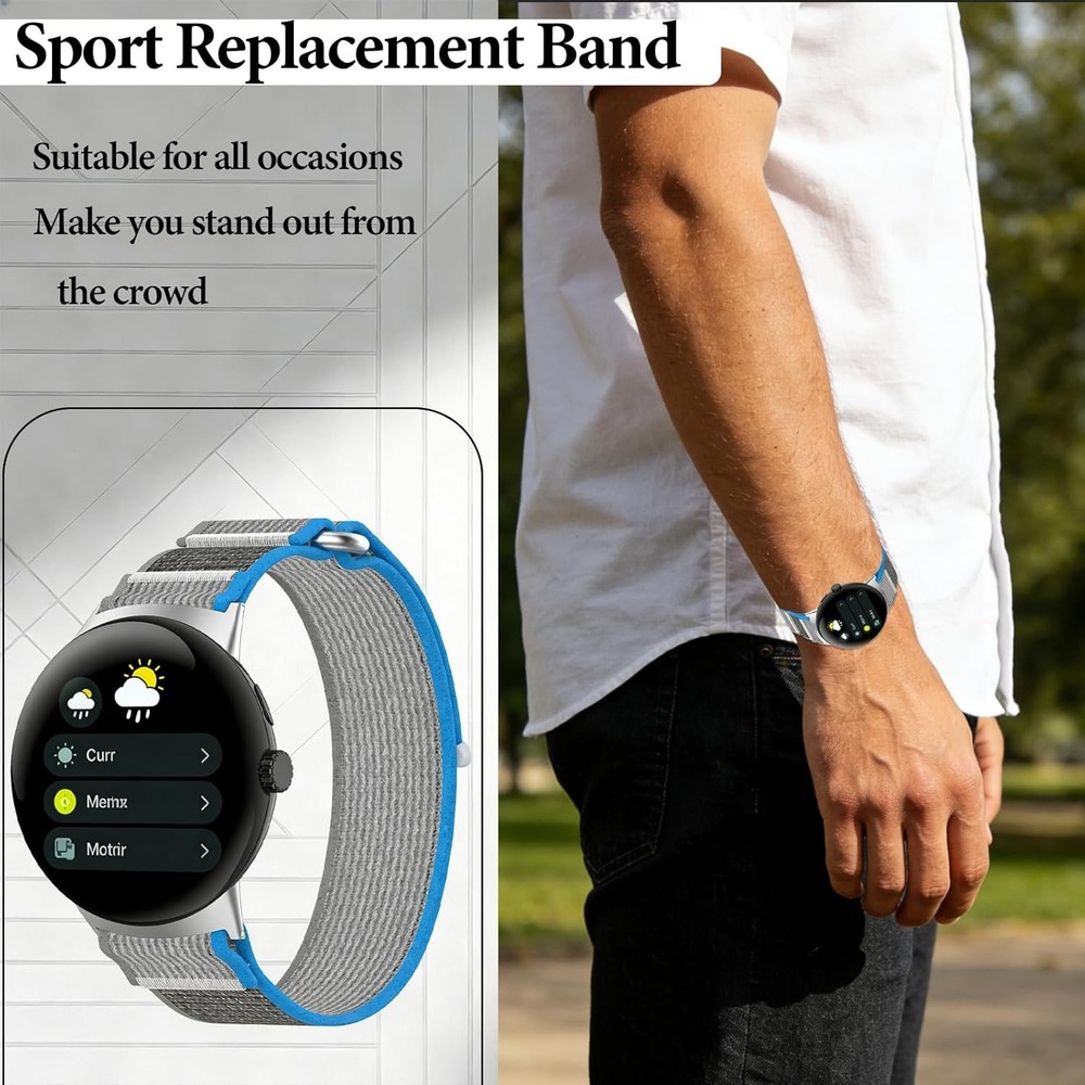 Soft Nylon Strap Compatible with Google Pixel Watch 41MM, BlueGray