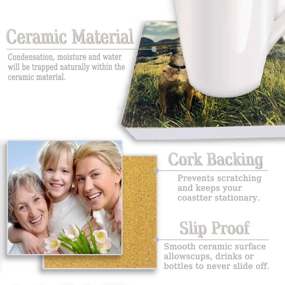 Custom Coasters for Drinks Personalized Ceramic Customize with Wedding Photos