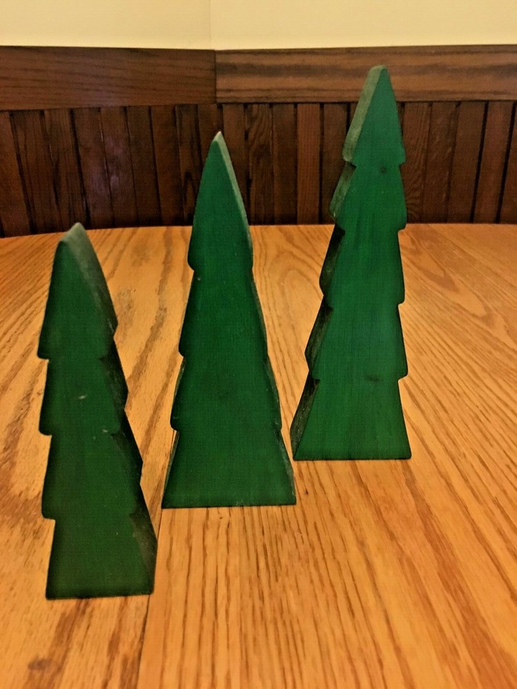 Small Wooden Pine Tree Trio Set - (3)
