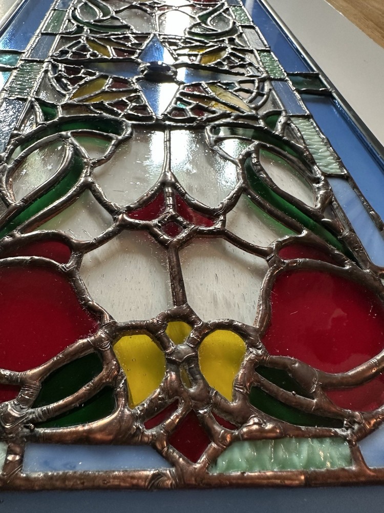 Handcrafted Compass Rose Stained Glass Panel