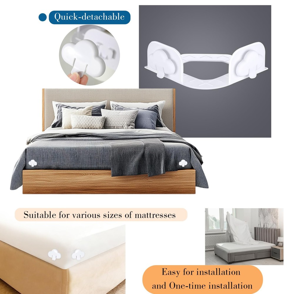 Bed Sheet Holders for Corners, Fitted Sheet Clips Keep Sheets Firm & Tight, M...