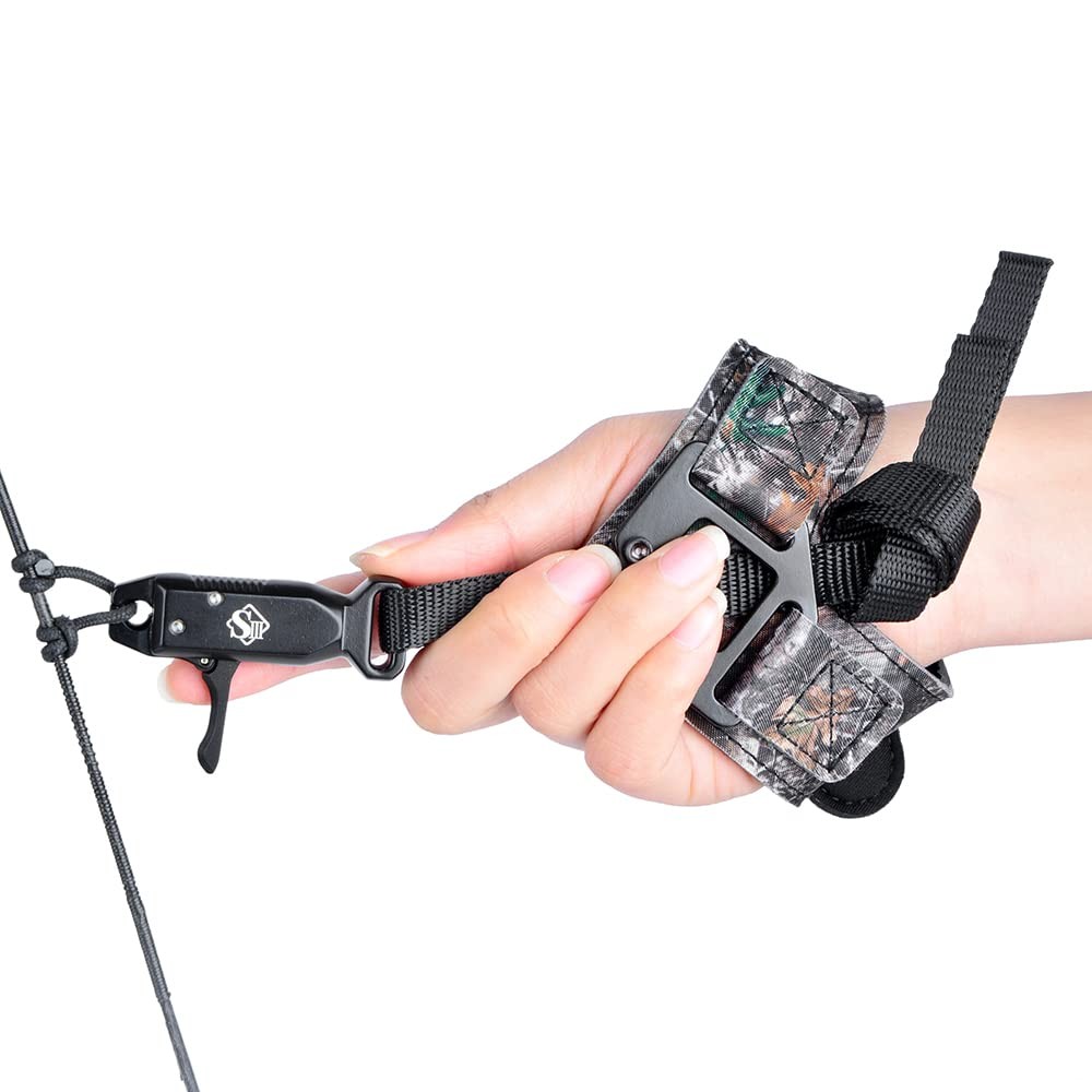 Archery Compound Bow Release Aids Trigger 360° Adjustable Wristband Release A...