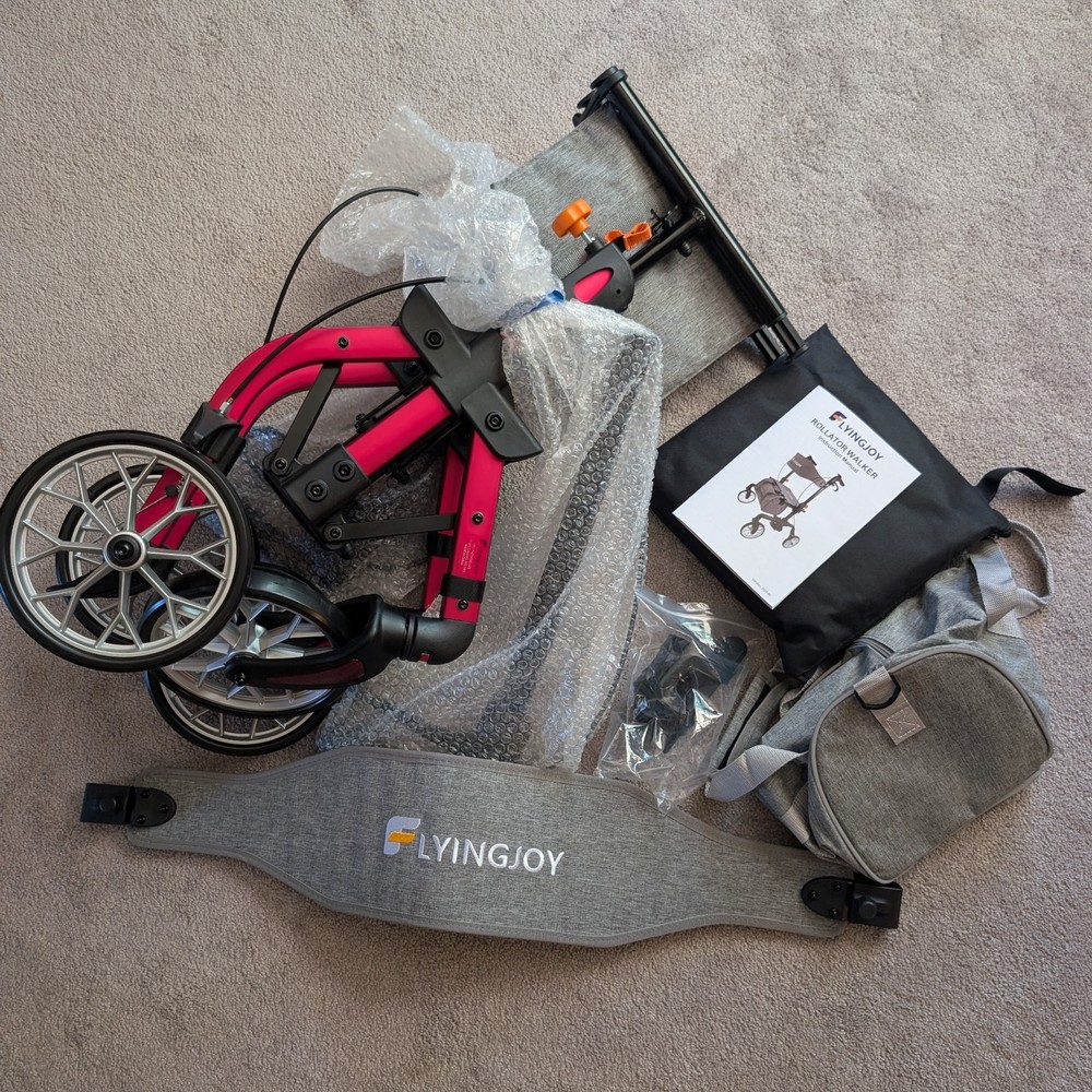 Lightweight Rollator, Foldable Rolling Walker with 4 And Breaks