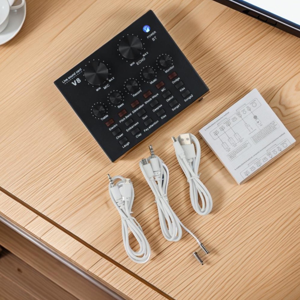 Convenient V8 Sound Card Set for Easy Storage Advanced Audio Technology