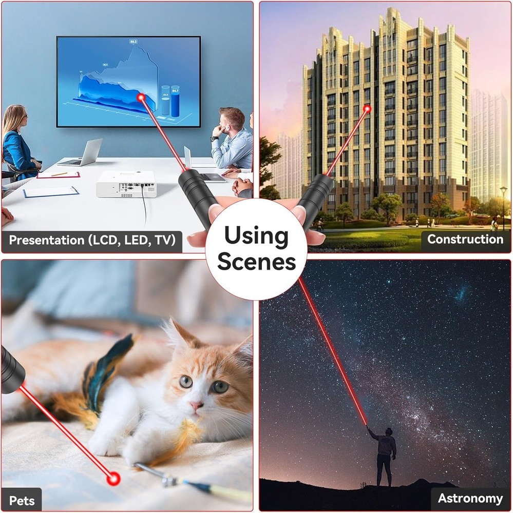 High-Power Rechargeable Red Laser Pointer - 2 Pack for Outdoor & Presentations