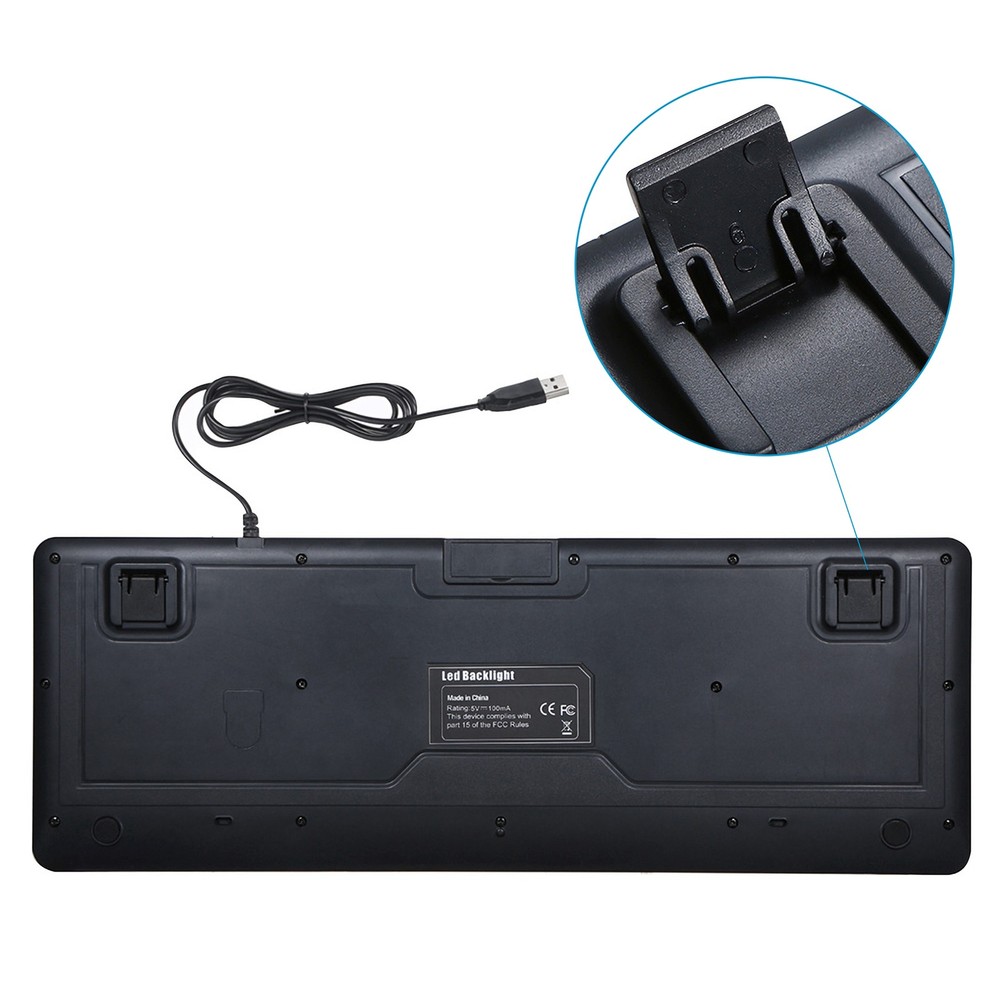 104 Keys Wired Keyboard USB Interface 1.5M Cable Large Print Backlit p0d2