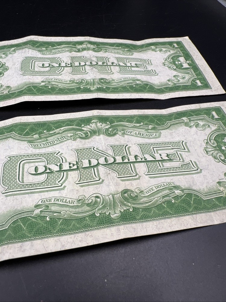 2 Consecutive 1934 $1 One Dollar Silver Certificates Funny Back Notes CH VF #92
