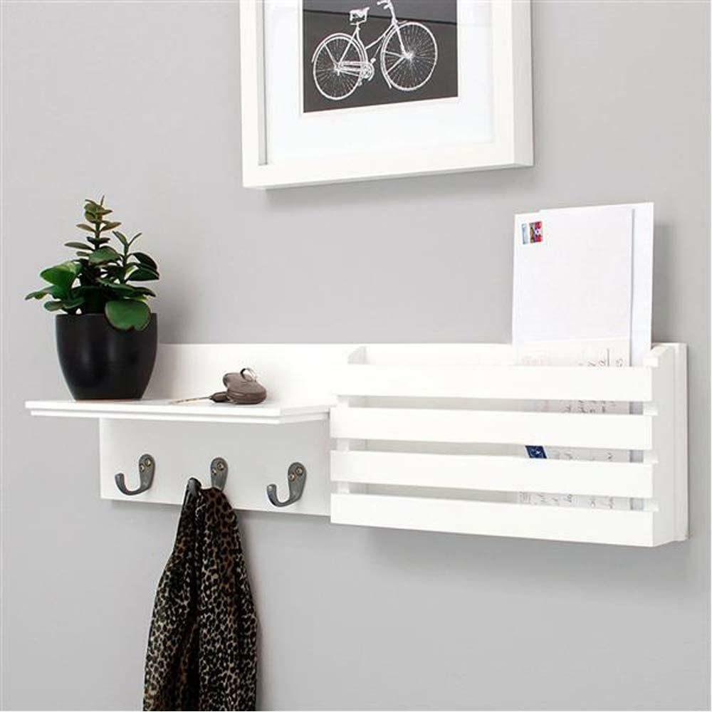 Mail Holder and Coat Key Rack Wall Shelf with 3 Hooks