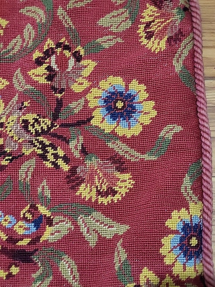 Needlepoint Pillowcase William Morris style floral pattern, 24"×24", Handmade