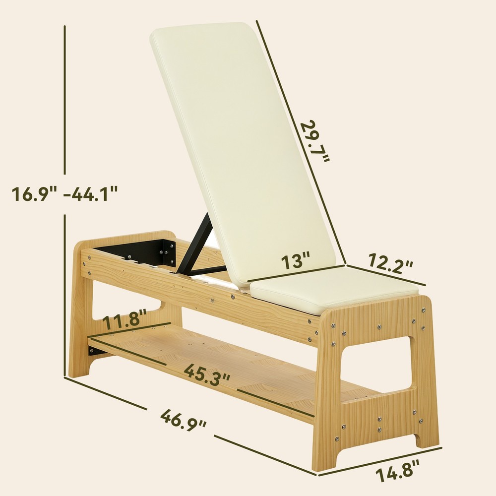 Adjustable Weight Bench with Rack for Weight Lifting, White
