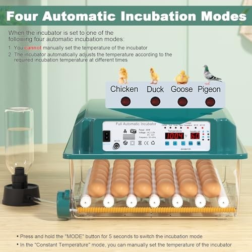 Egg Incubator 36 Eggs Automatic Hatching for Poultry with Humidity Control