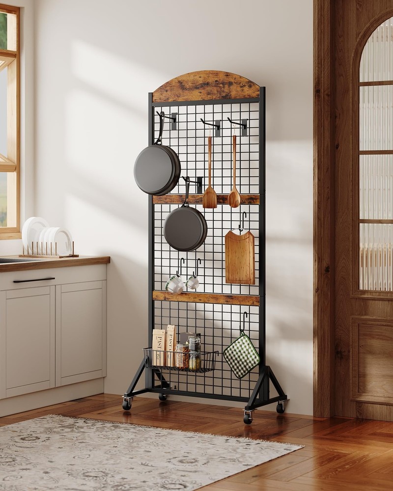 Grid Wall Panel 5.7’ x 2’ FT Grid Display Rack, Movable Gridwall Dis