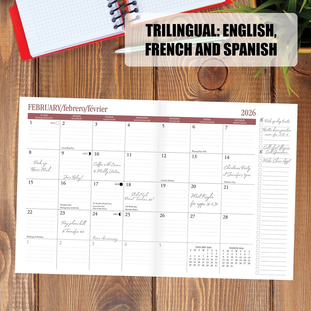 Basic Black 2026 7.5" x 9.5" Booklet Monthly Planner