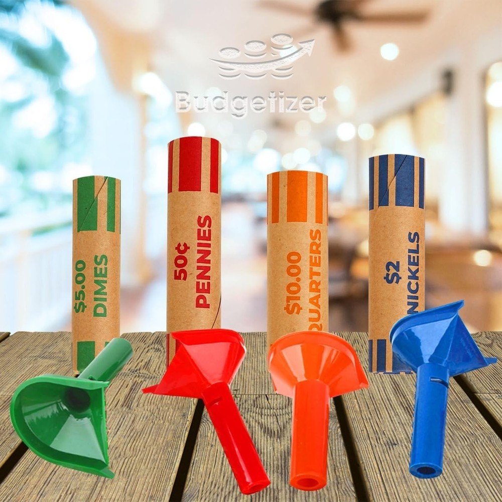 28 Coin Wrappers + 4 Color-Coded Tubes for Efficient Coin Sorting - Value Pack