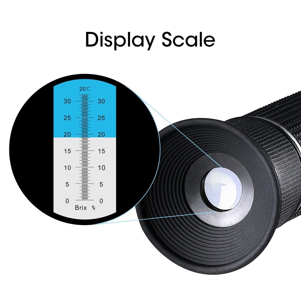 Brix Refractometer with ATC, Handheld Brix Meter Hydrometer 0-32% Portable Br...
