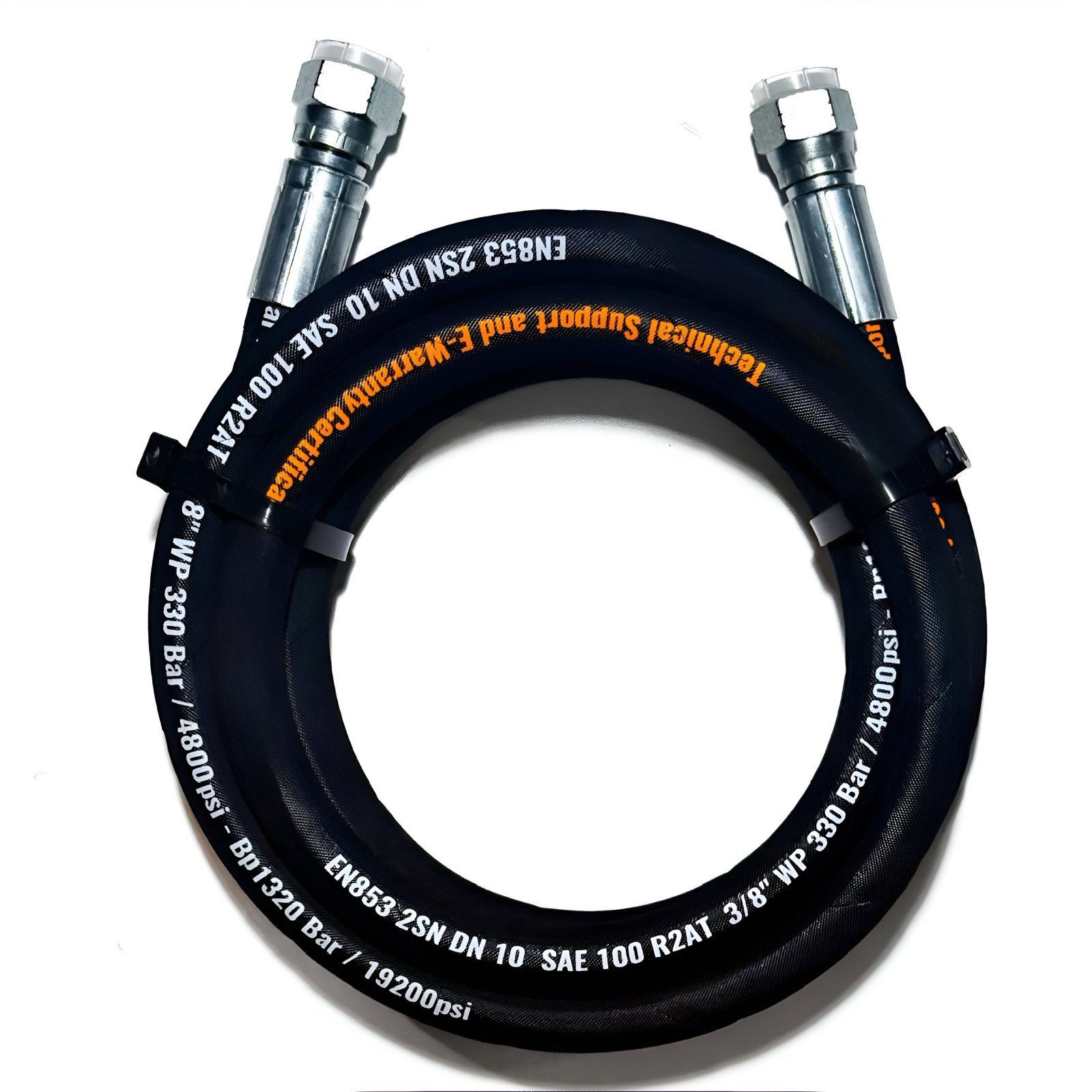 3/8” Hydraulic Hose Assembly - #6 JIC Female Straight Swivel Fittings - 4800PSI