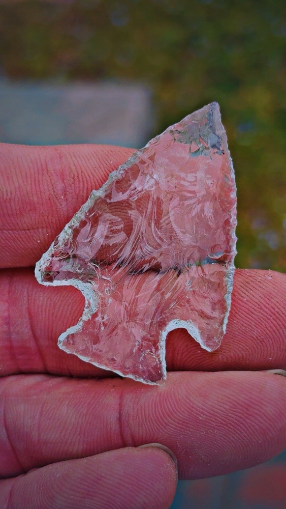 Flintknapped Farm Window Glass Arrowhead