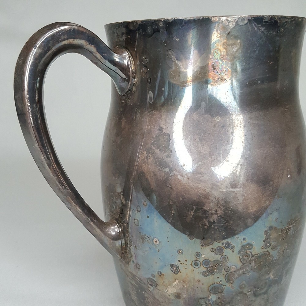 Vintage Silverplate Tarnished Pitcher 7.5" Tall