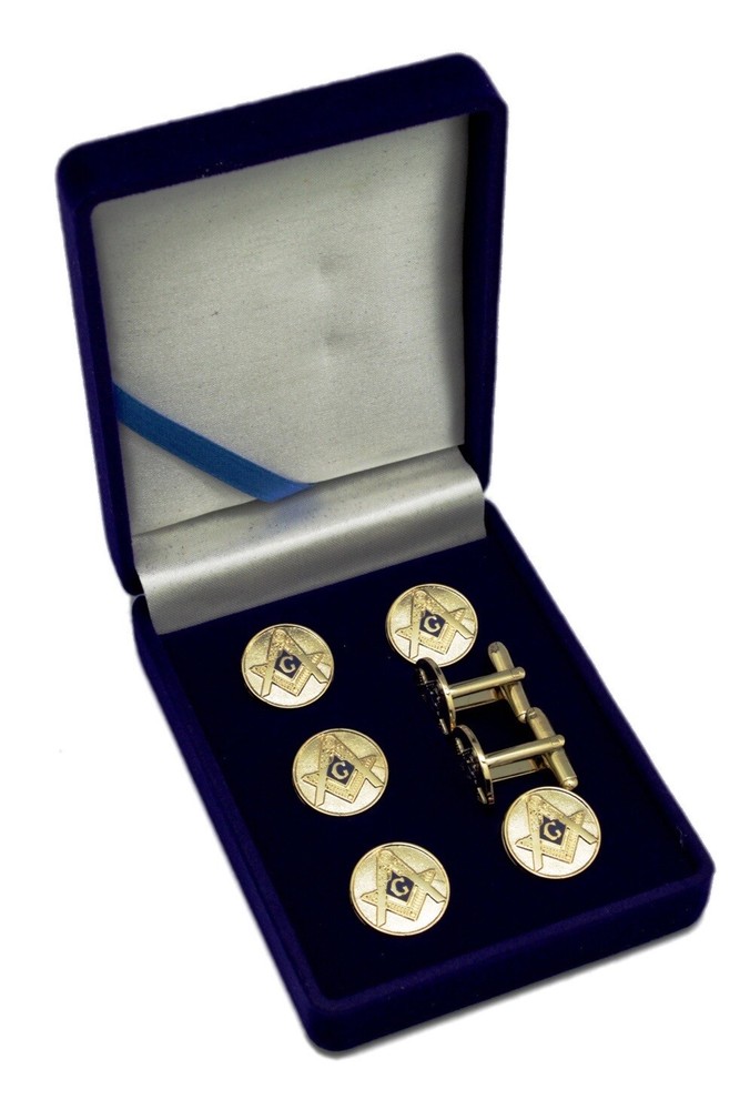 Blue Lodge Square & Compasses Masonic Studs Suit & Tux Set