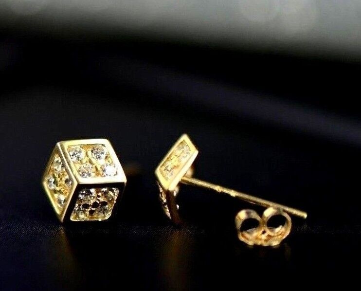 14K Yellow or White Gold Dice Stud earrings