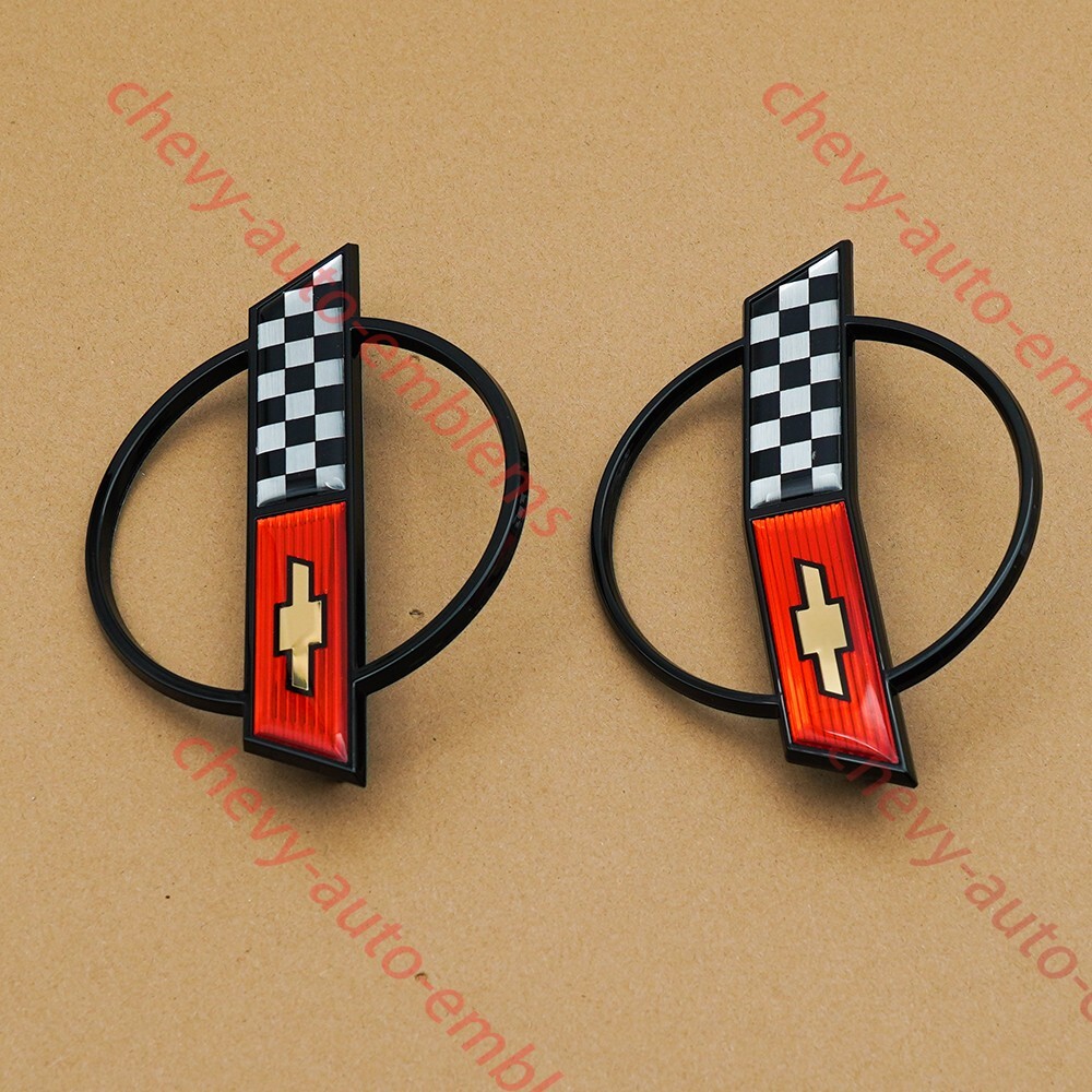 Set of 3 Black 84-96 C4 Front Nose & Rear Gas Lid Emblems Script Letters Badges