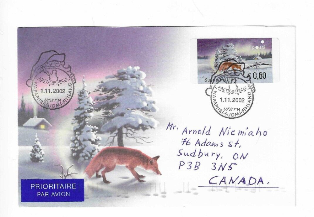 Finland 2002 Cover sent from Napapiiri to Canada