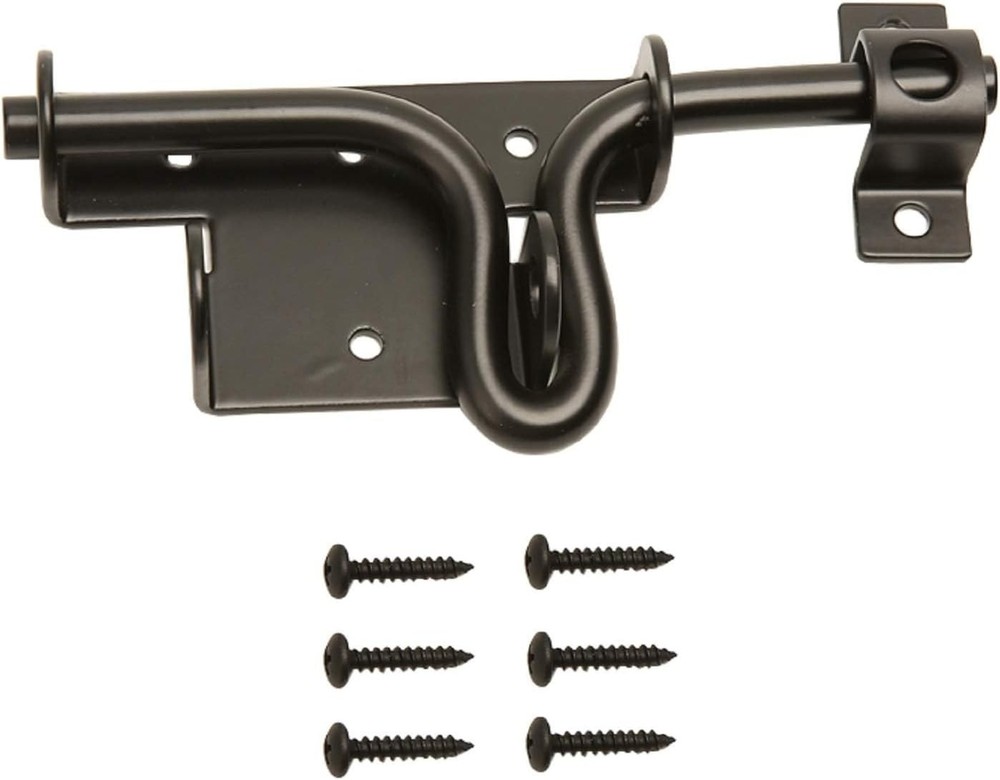 Rust-Proof Black Sliding Bolt Latch with Padlock Compatibility for Gates & Sheds