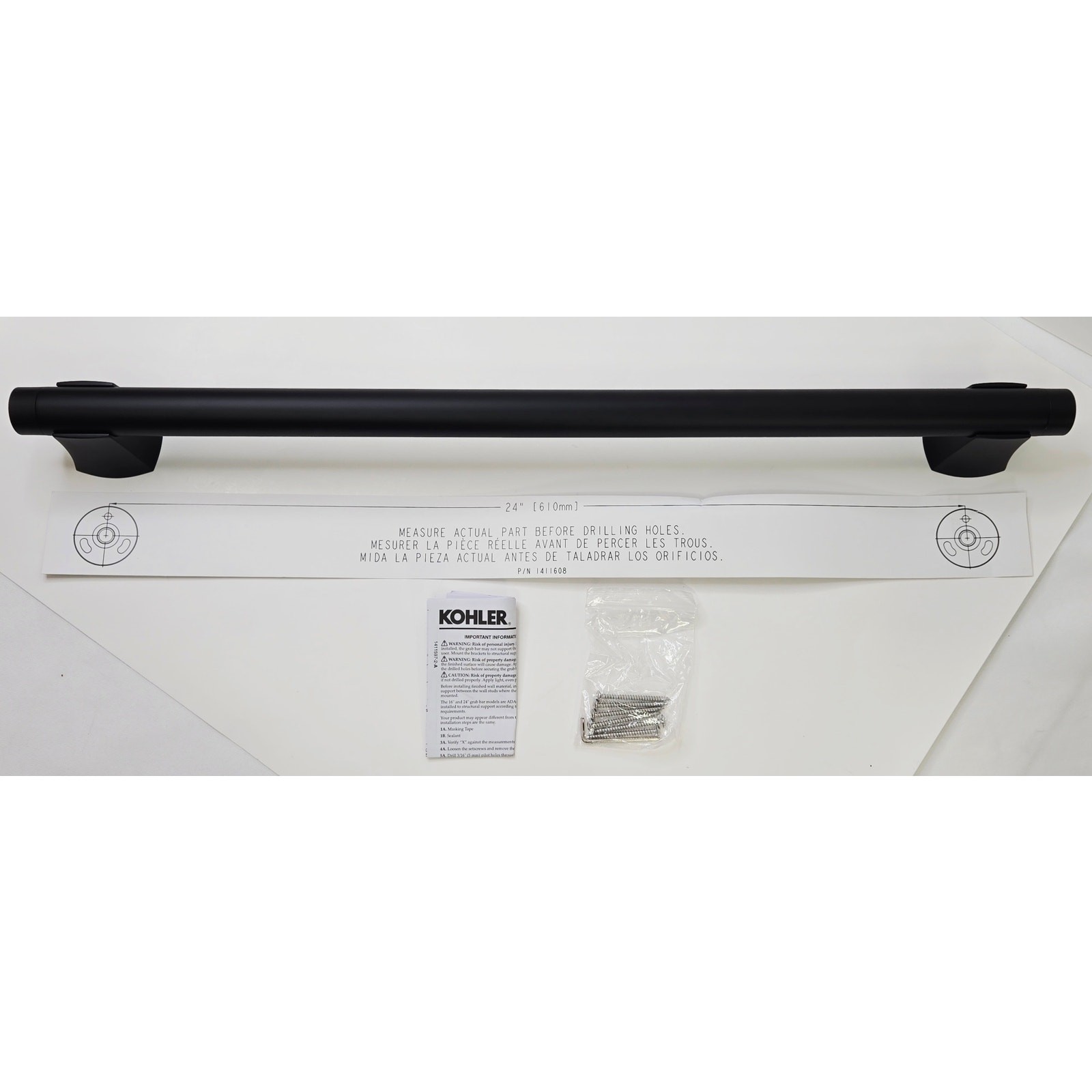 Kohler R27242-BL Rubicon 24" Grab Bar - Matte Black