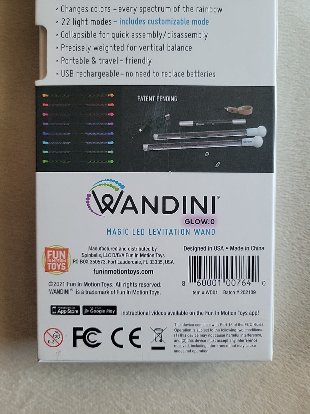 Wandini Glow.0 Magic Wand Collapsible LED Levitation Wand USB Rechargeable FR SH