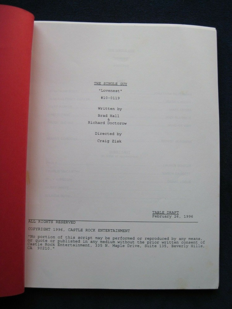 ORIGINAL SCRIPT for TV's THE SINGLE GUY - LOVE NEST - JONATHAN SILVERMAN's COPY