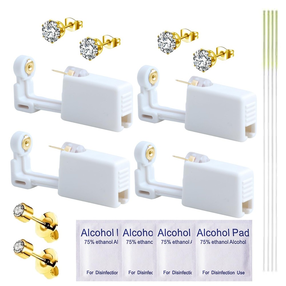 Ear Piercing Kit-18 PCS Disposable Self Ear Piercing Gun Piercing Tools with ...