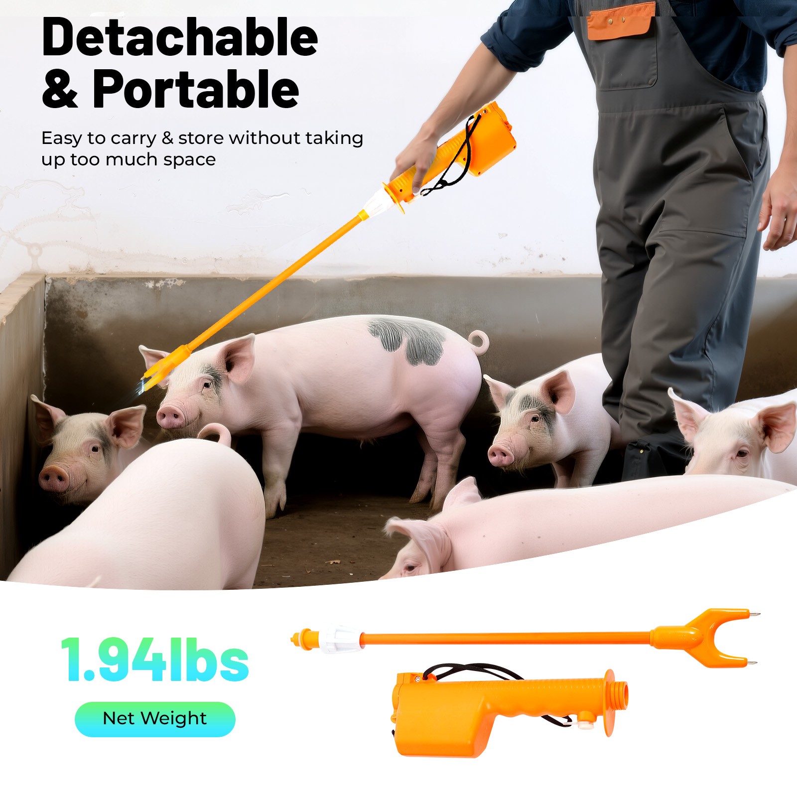 9000V Rechargeable Hot Shot Cattle Prod Stick Electric Shock Livestock Prodder