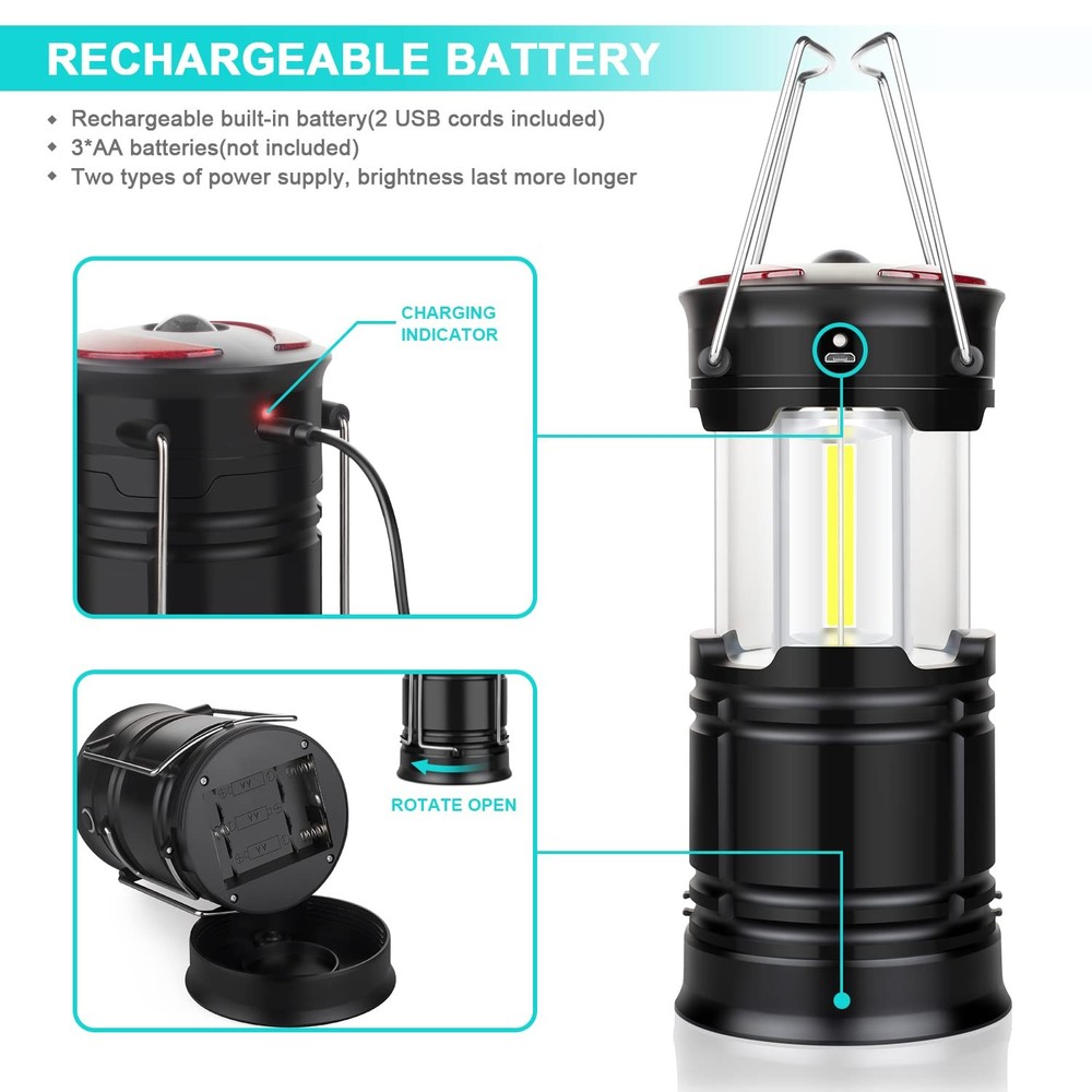 2 Pack Camping Lanterns Accessories USB Rechargeable and 2 Pack, Red