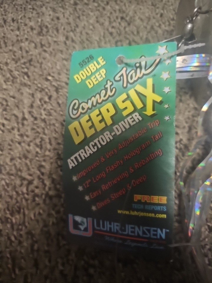 Luhr Jensen Double Deep Six Silver Disco Comet Tail 135' Running Depth Trolling