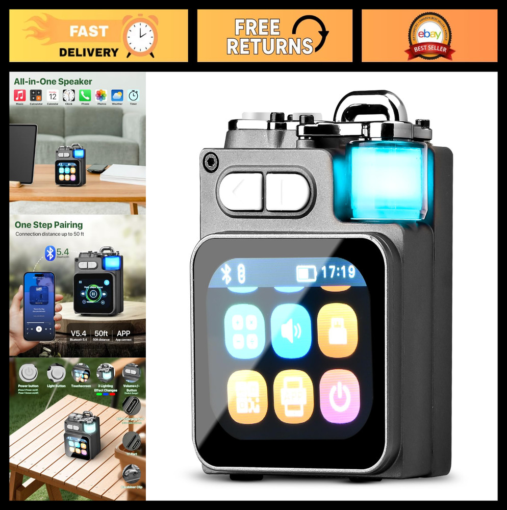 Portable Mini Bluetooth Speaker - Wireless Touchscreen, Loud HD Sound, LED Light