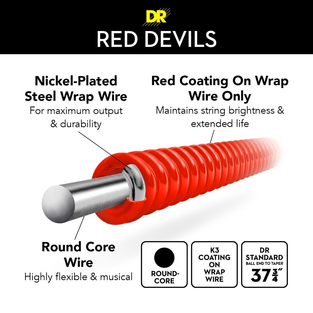 Dr Strings Red Devils - Red Bass Strings 5-String Medium 45-125