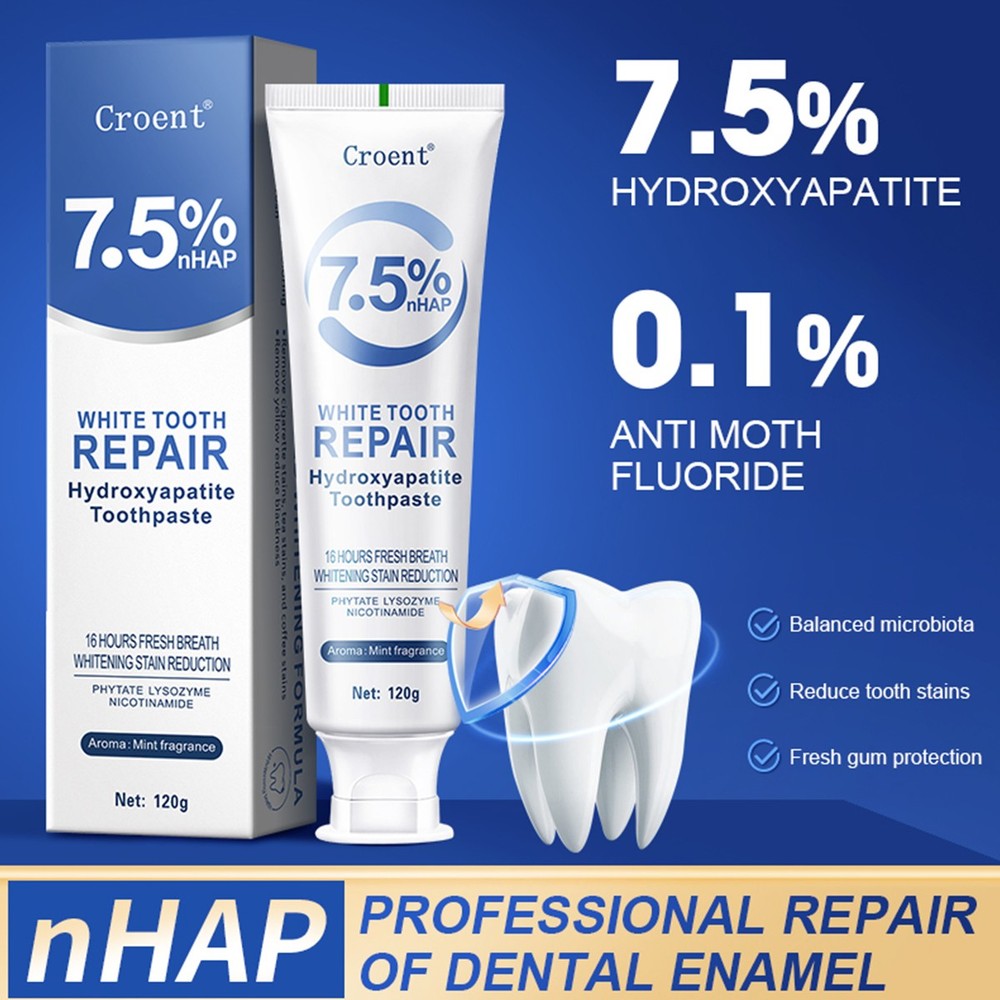 7.5% Hydroxyapatite Toothpaste Remove Yellow Tooth Stains For Sensitive Teeth