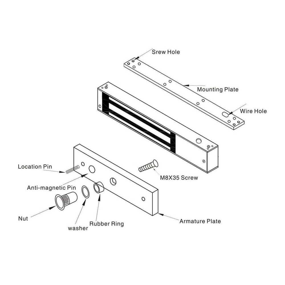 600lbs Electromagnetic Lock Holding Force for Access Control Single Door 12V