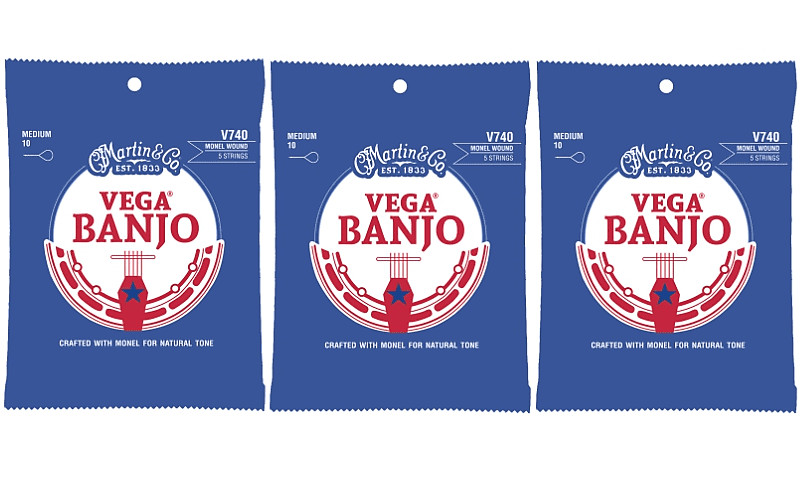 Martin V740 Monel Wound Vega Banjo Strings - Medium (3-Pack)