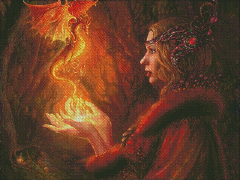 Endow Fire - DIY Chart Counted Cross Stitch Patterns Needlework 14 ct DMC Color