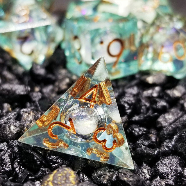 Sage's Orbs - Ocean Souls Liquid Core Sharp Edge Resin Dice Set