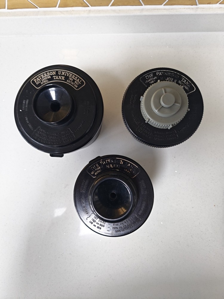 3 Vintage Paterson Universal Developing Tanks. Good Condition.