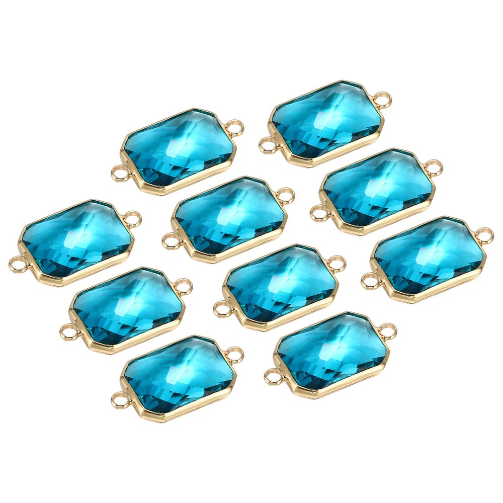 Birthstone Connector Link, 10Pcs Diamond Links Rectangle, Light Blue