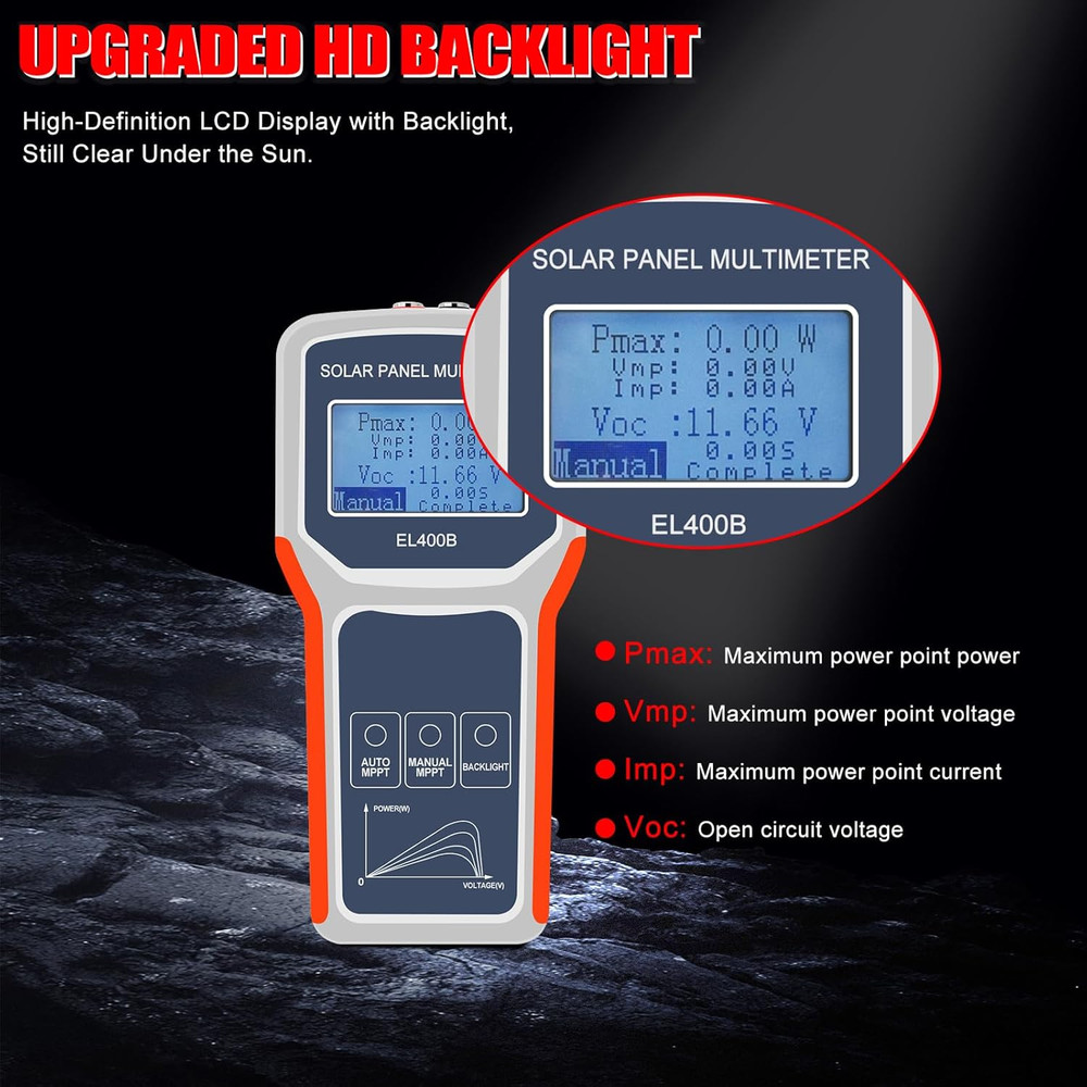 Smart MPPT Solar Panel Tester Multimeter - EL400B Power Meter Tool