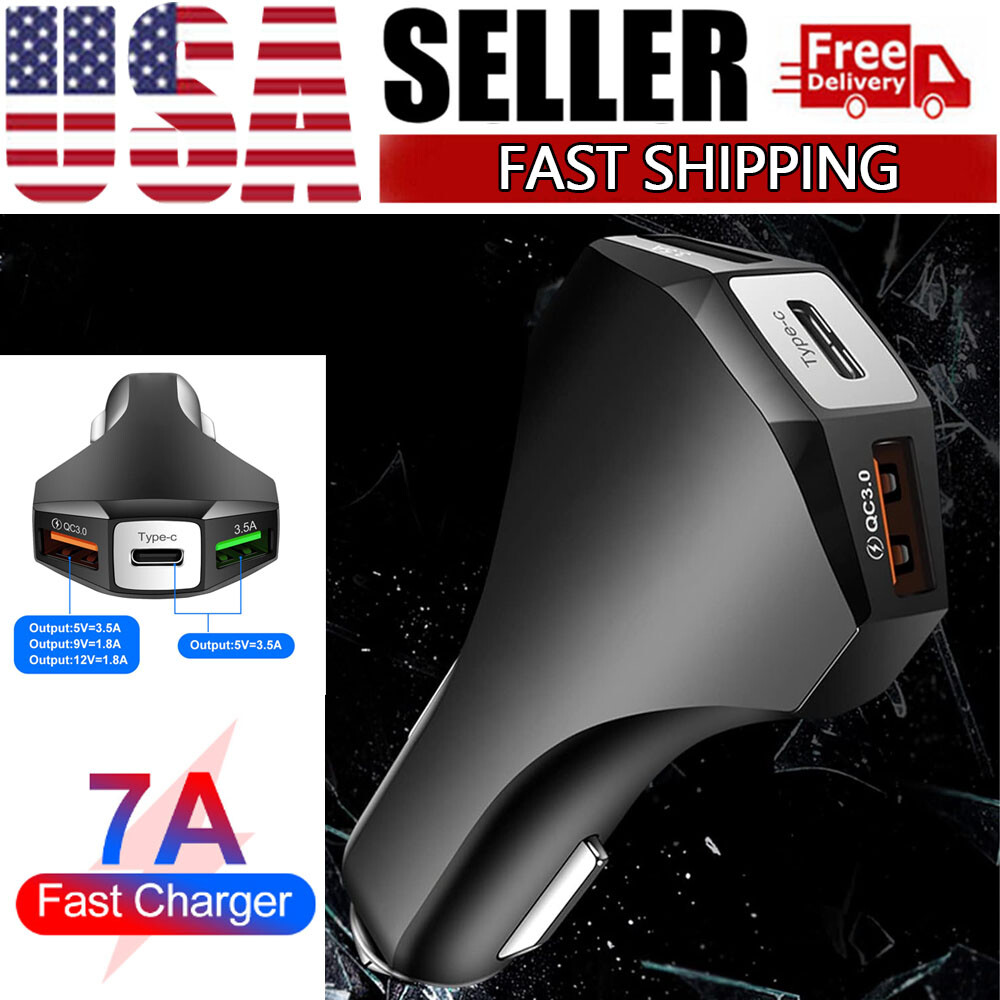 USB Car Charger 7A Quick Charge 3.0 QC Type C PD Fast Charging