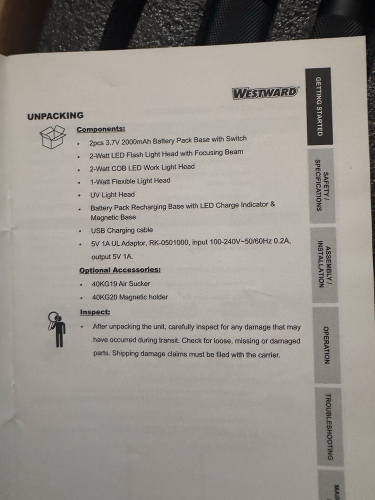 Westward Flashlight Kit, Multifunction